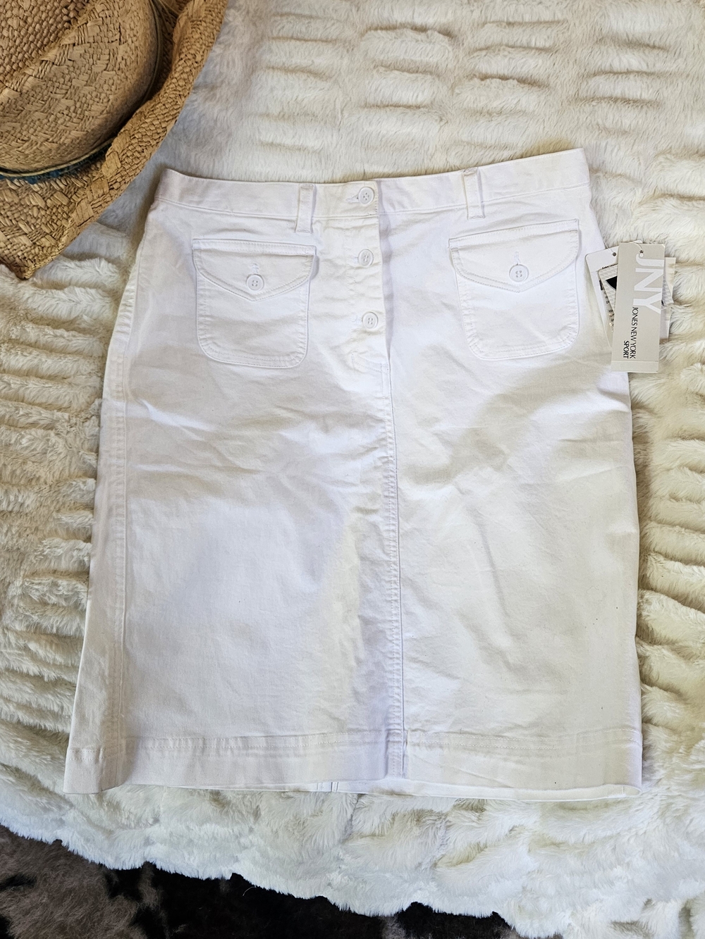 Jones New York White Button-Front Mini Skirt